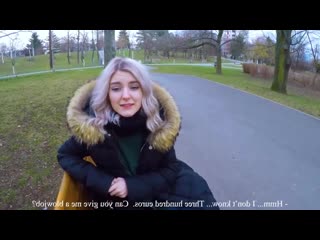 porn пикапер снял шлюху на улице и трахнул в рот толстым членом на скамейке porn