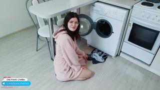 porn my step sister was not stuck in the washing machine and caught me when i wanted to fuck her pussy porn